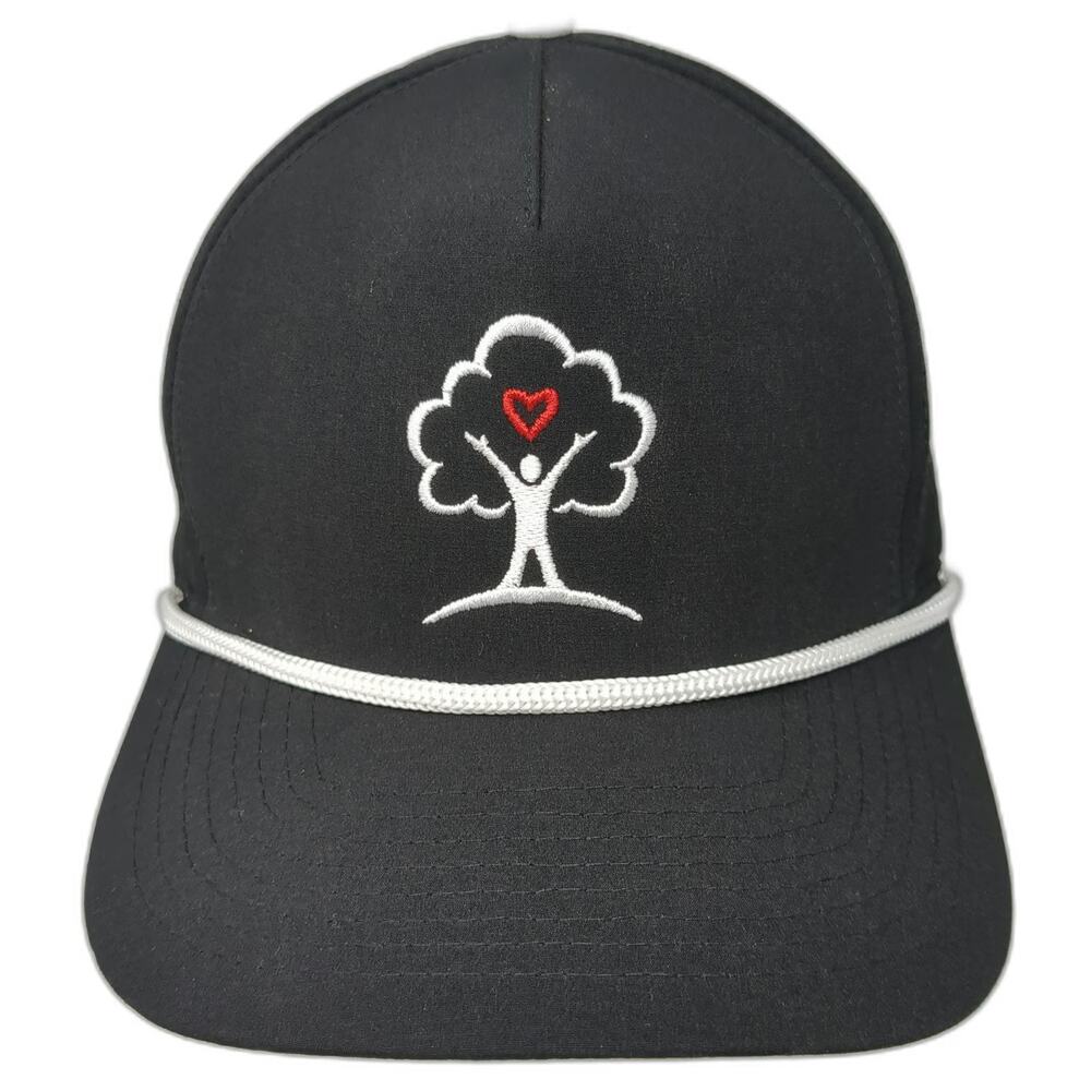 Pins & Aces 5 Panel Black Hat One Size Freedom Youth Rope Snapback Golf Heart